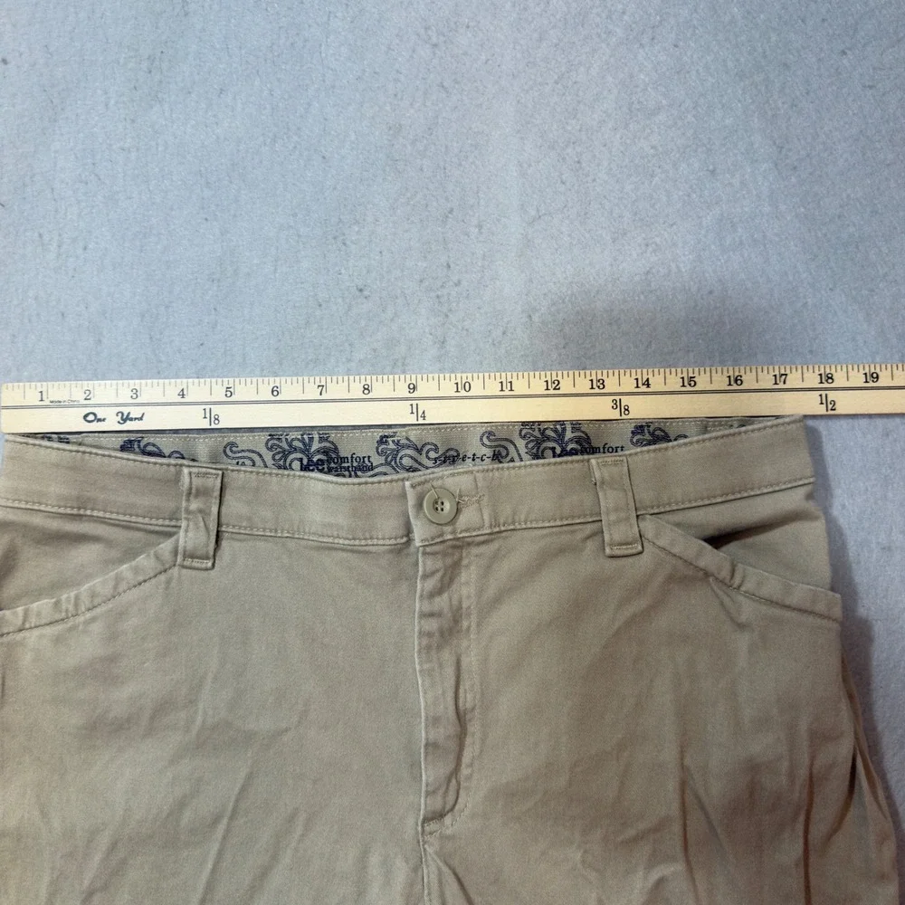 Lee Womens Comfort Waistband Khaki Tan Stretch Straight Leg Pants Size 14 Medium - Picture 5 of 11